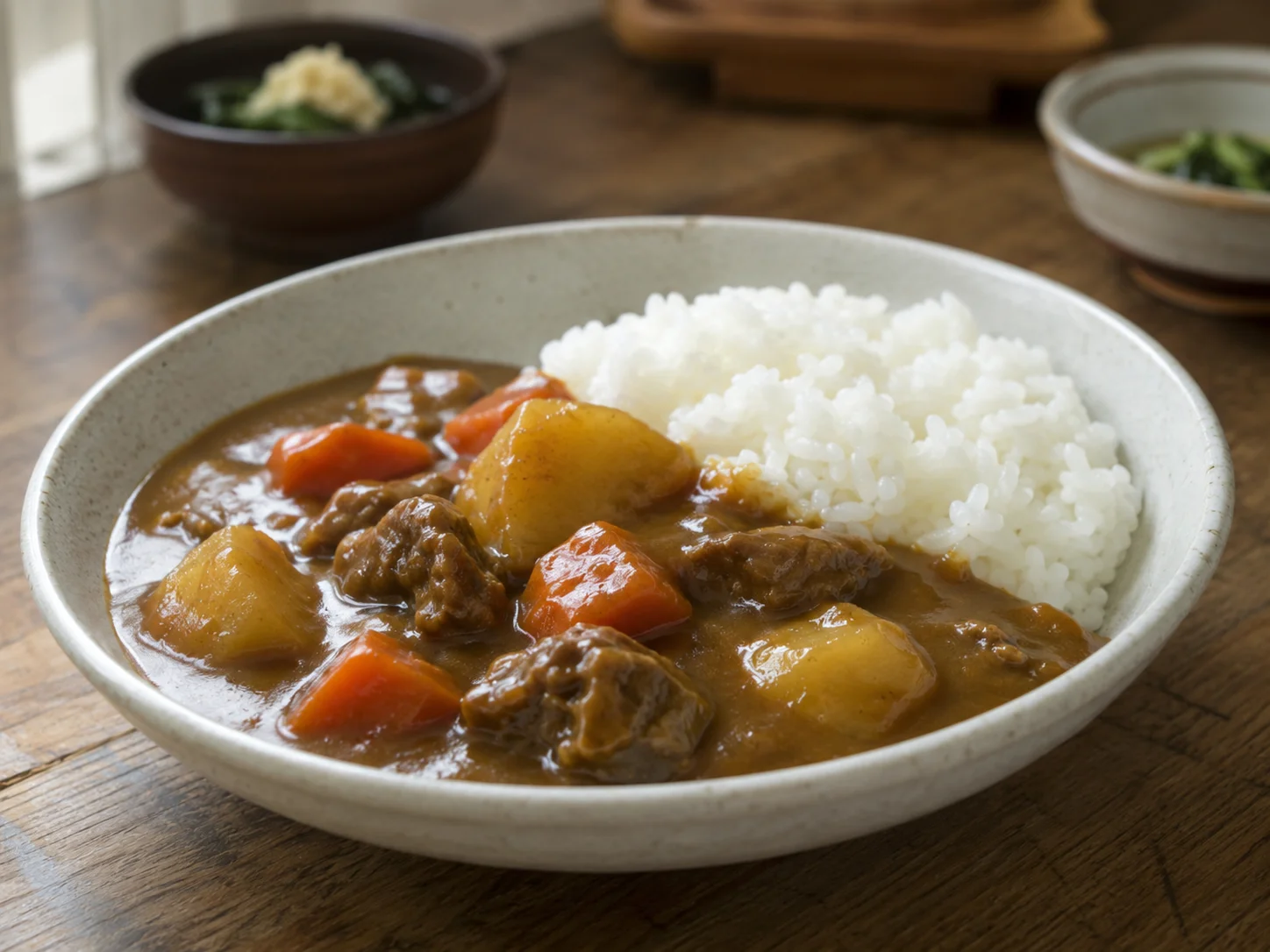 Japanese curry rice with beef, potatoes and carrots