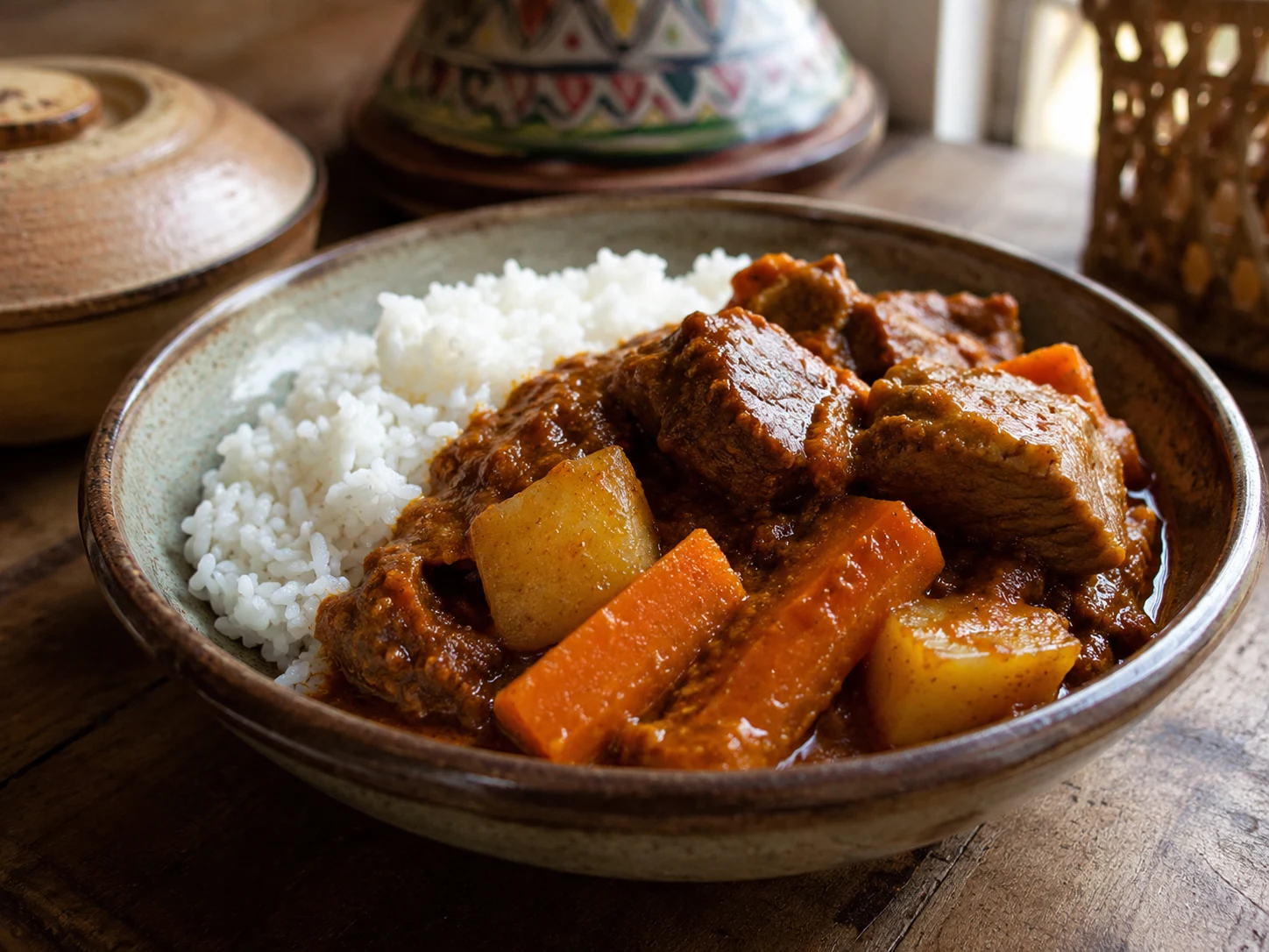 Mafe stew with beef, vegetables and rich peanut sauce