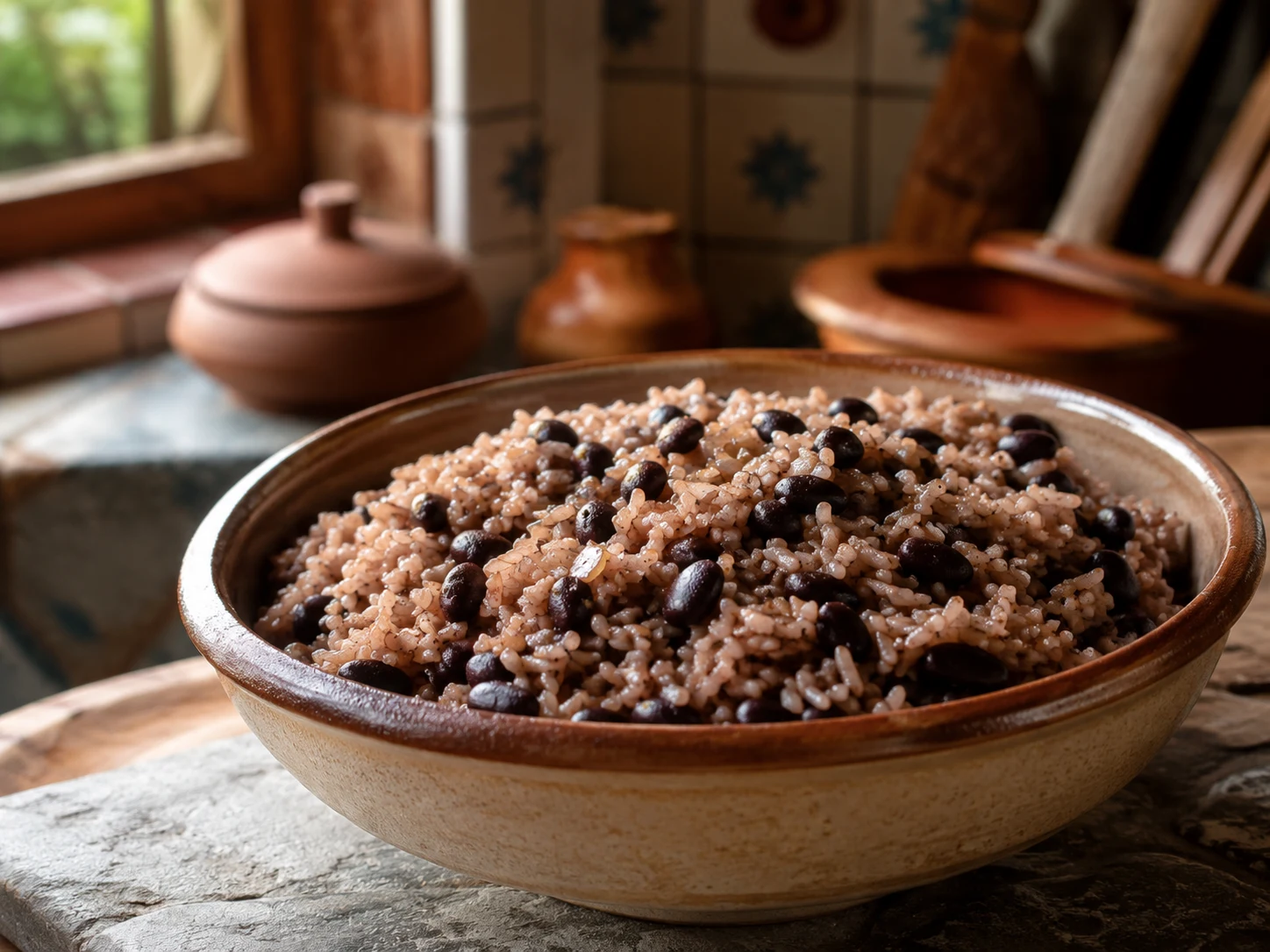 Moros y Cristianos with black beans and rice