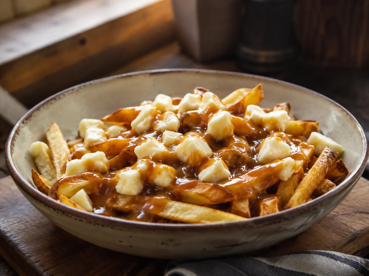 Canadian poutine with fries, cheese curds and brown gravy