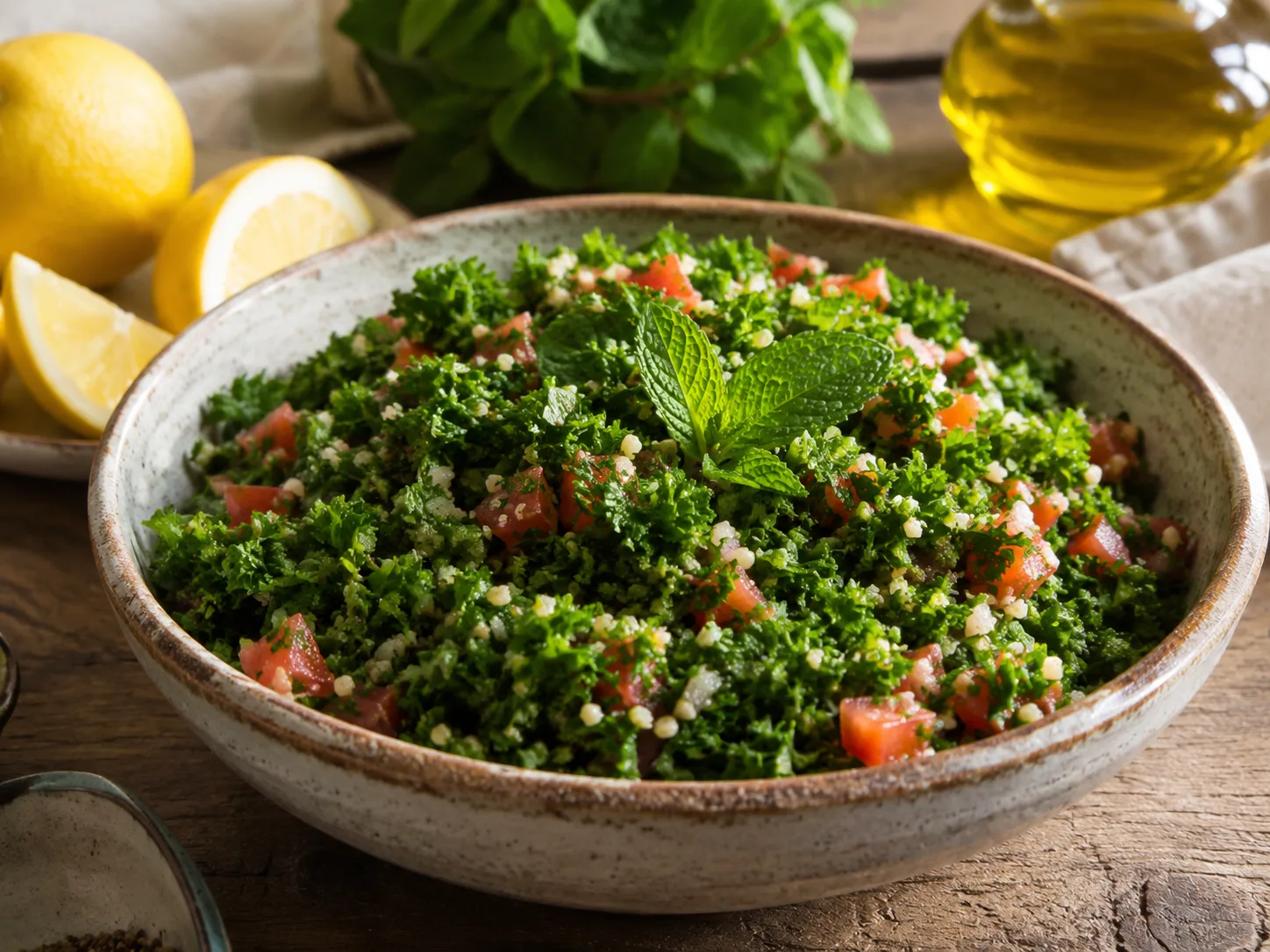 Tabbouleh parsley salad with tomato, bulgur and mint